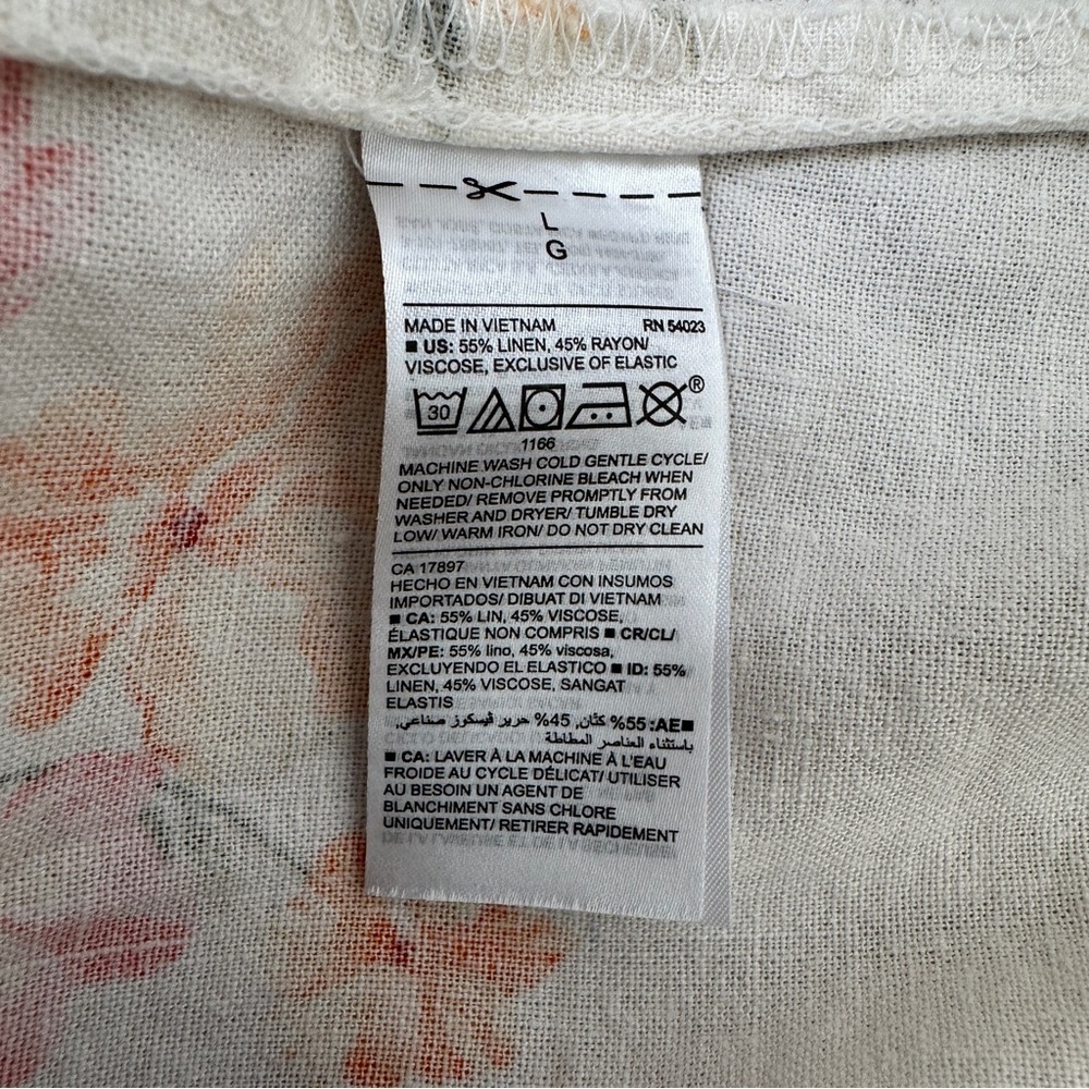 Old Navy Linen Blend Cami Dress Floral Ruffle Hem Summer Sundress Boho Size L - Picture 7 of 7